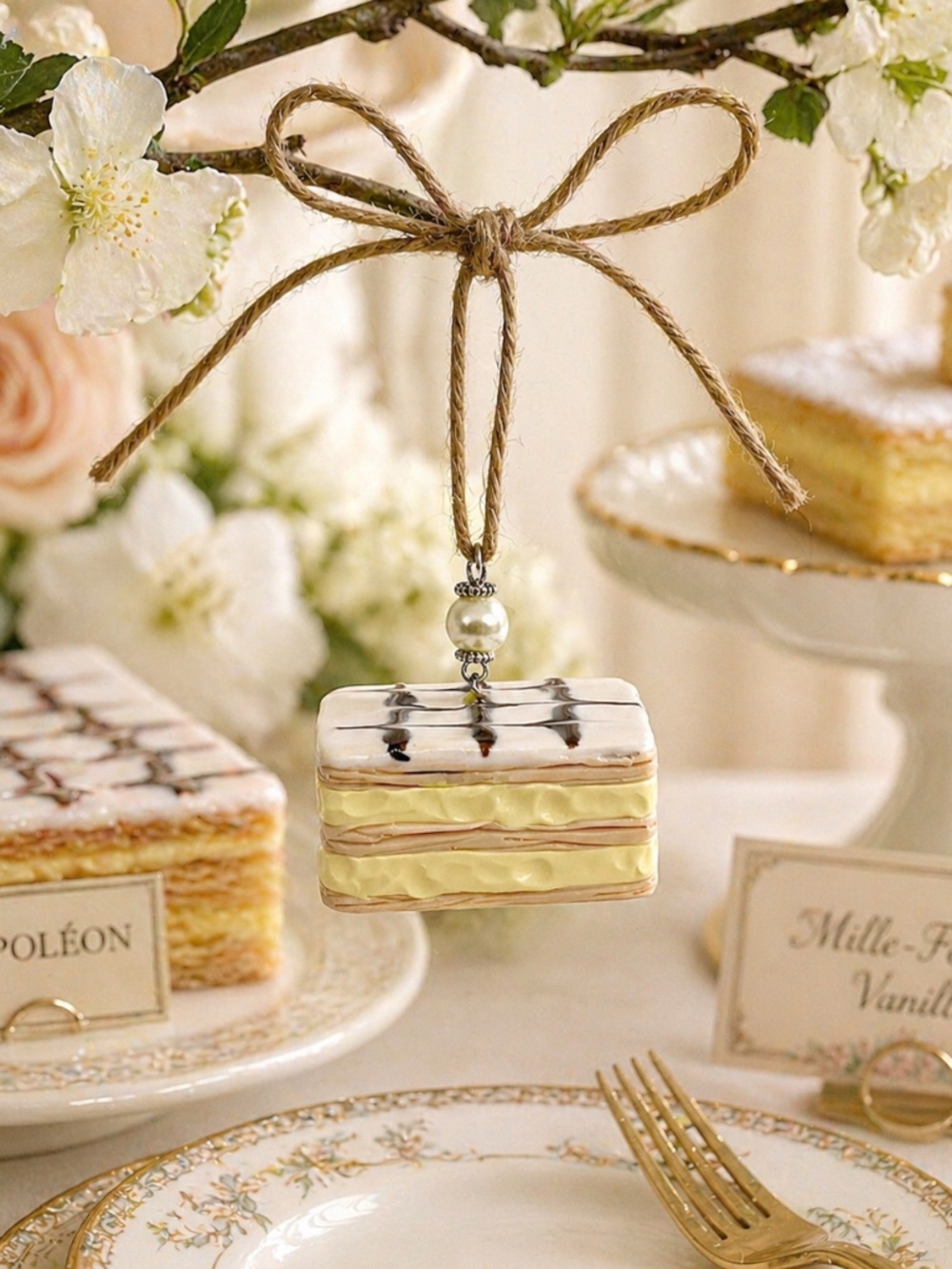 Napoleon Ornament, Mille Feuille Dessert | Handmade French Italian Pastry Decor
